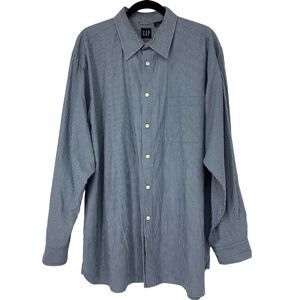 Mens Vintage GAP Shirt Y2K Size XL Blue Stripe Casual Button Up Cotton 3617